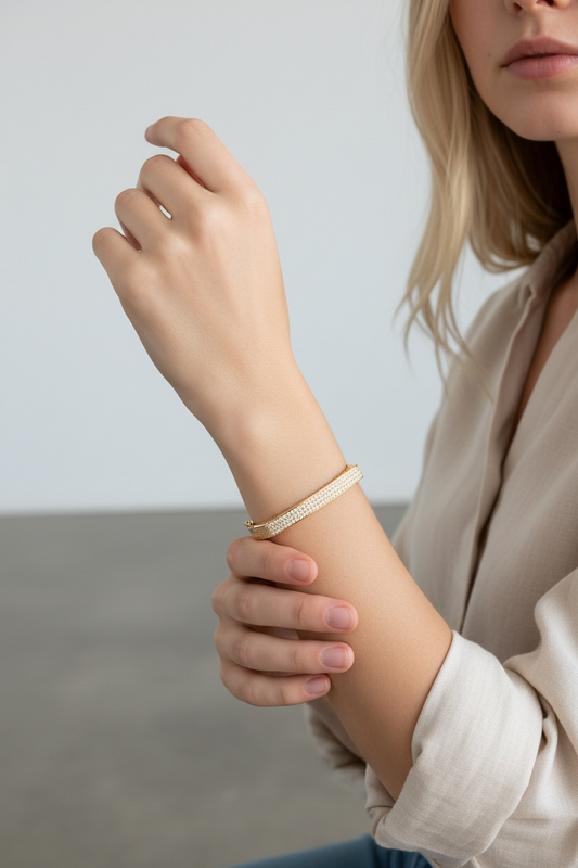 Gold Square Pavé Bangle