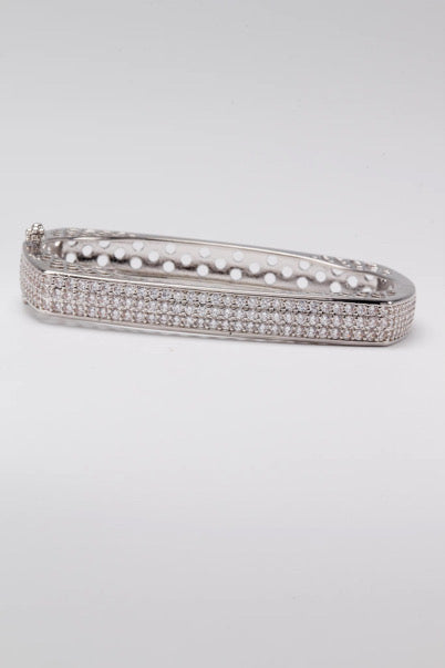 Silver Square Pavé Bangle