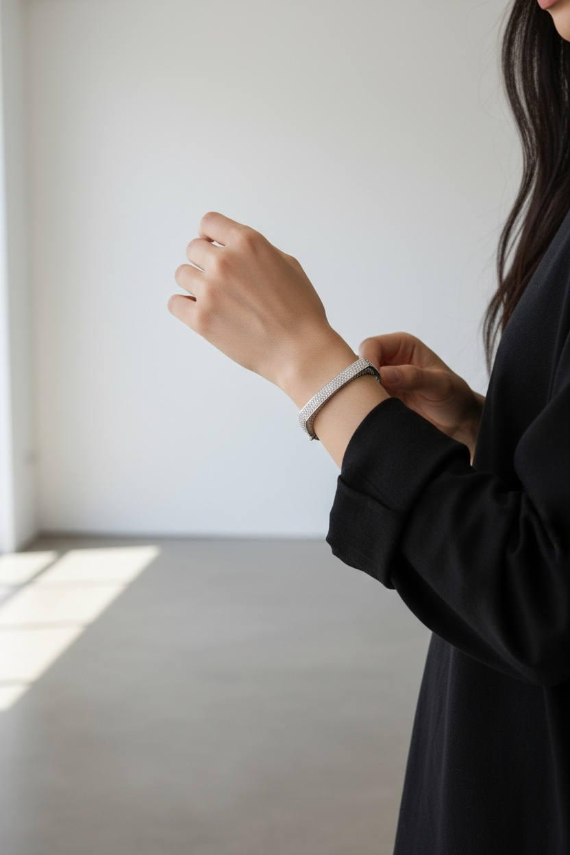 Silver Square Pavé Bangle